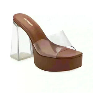 NEW! Larroudé Dolly Lucite Vinyl Platform Mules